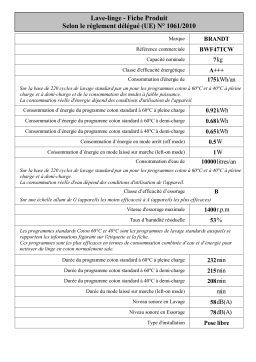 Brandt BWF47TCW Front-loading washing machine Manuel utilisateur