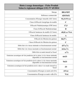 Brandt AD1516X Wall-mounted extractor hood Manuel utilisateur