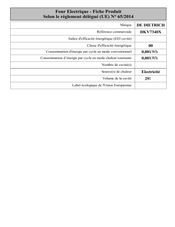 De Dietrich DKV7340X Combi steam oven Manuel utilisateur | Fixfr