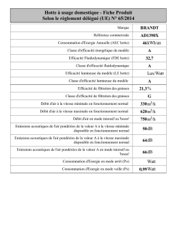 Brandt AD1390X Downdraft extractor Manuel utilisateur