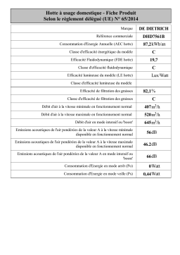 De Dietrich DHD7561B Downdraft hood Manuel utilisateur