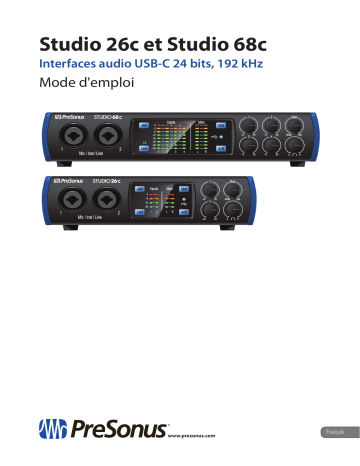 Studio 26c | PRESONUS Studio 68c 6x6, 192 kHz, USB-C®-compatible Audio Interface Manuel du propriétaire | Fixfr