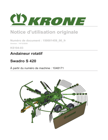 Krone BA Swadro S 420 (KS104-03) Mode d'emploi | Fixfr