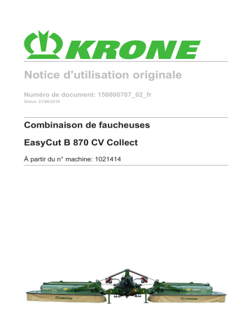 Krone BA EasyCut B 870 CV Collect Mode d'emploi | Fixfr