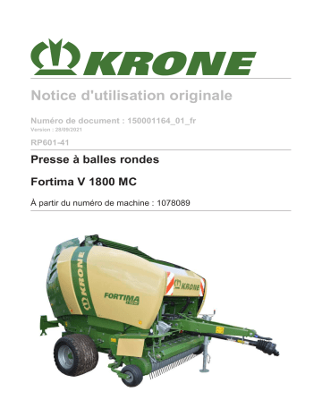 Krone BA Fortima V 1800 MC (RP601-41) Mode d'emploi | Fixfr