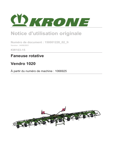 Krone BA KW 1000 (KW103-15) Mode d'emploi | Fixfr