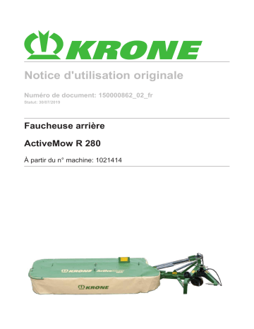 Krone BA ActiveMow R 280 Mode d'emploi | Fixfr