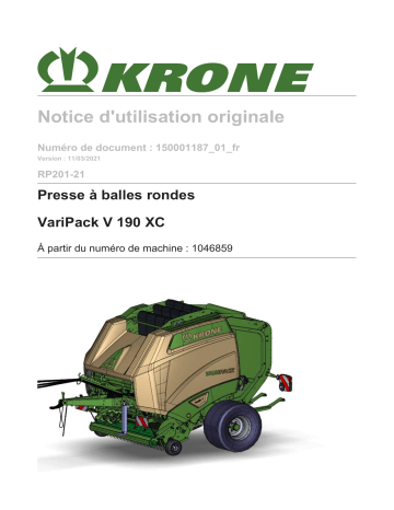 Krone BA VariPack V 190 XC (RP201-21) Mode d'emploi | Fixfr