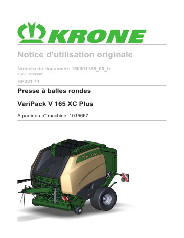 Krone BA VariPack V 165 XC Plus (RP301-11) Mode d'emploi | Fixfr