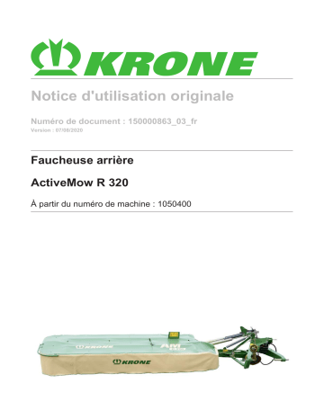 Krone BA ActiveMow R 320 Mode d'emploi | Fixfr