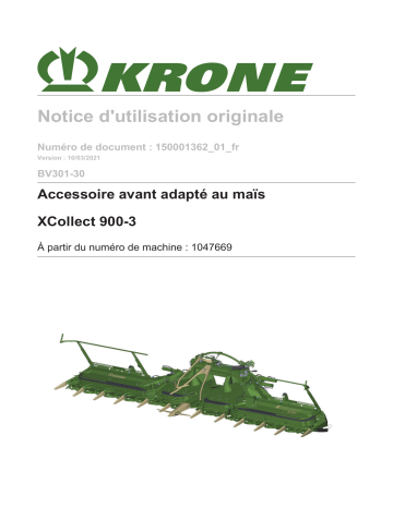 Krone BA XCollect 900-3 (BV301-30) Mode d'emploi | Fixfr