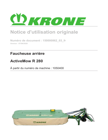 Krone BA ActiveMow R 280 Mode d'emploi | Fixfr