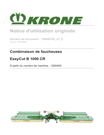 Krone BA EasyCut B 1000 CR Mode d'emploi | Fixfr