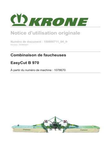 Krone BA EasyCut B 970 Mode d'emploi | Fixfr