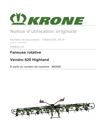 Krone BA KW Alpin 8K (KW603-14) Mode d'emploi | Fixfr