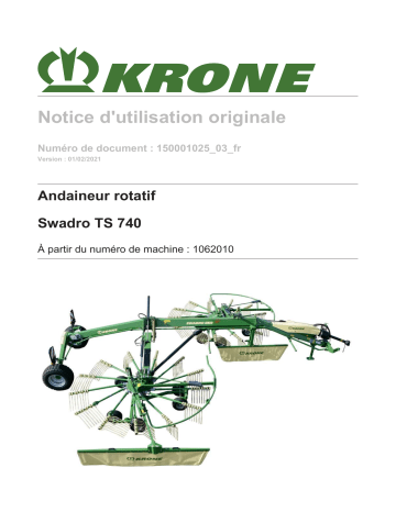 Krone BA Swadro TS 740 Mode d'emploi | Fixfr