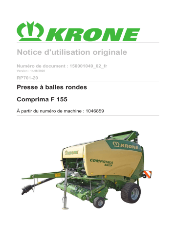 Krone BA Comprima F 155 (RP701-20) Mode d'emploi | Fixfr