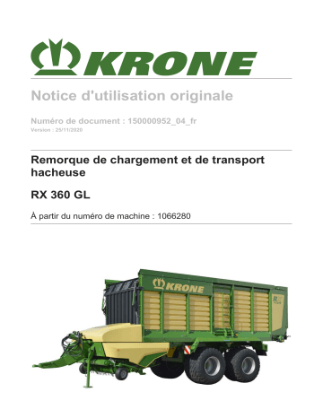 Krone BA RX 360 GL Mode d'emploi | Fixfr