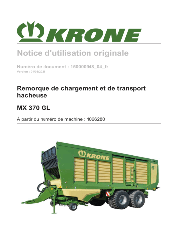 Krone BA MX 370 GL Mode d'emploi | Fixfr