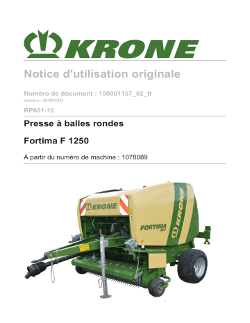 Krone BA Fortima F 1250 (RP601-10) Mode d'emploi | Fixfr