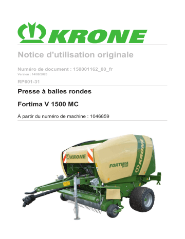 Krone BA Fortima V 1500 MC (RP601-31) Mode d'emploi | Fixfr