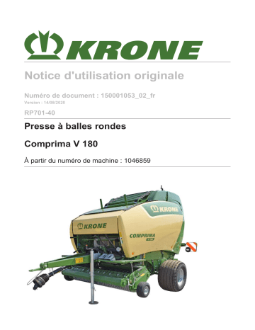 Krone BA Comprima V 180 (RP701-40) Mode d'emploi | Fixfr