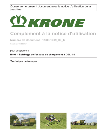 Krone Éclairage de l'espace de chargement à DEL 1.0 (B191) Mode d'emploi | Fixfr