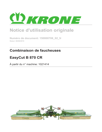 Krone BA EasyCut B 870 CR Mode d'emploi | Fixfr