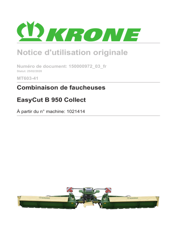 Krone BA EasyCut B 950 Collect (MT603-41) Mode d'emploi | Fixfr