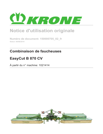 Krone BA EasyCut B 870 CV Mode d'emploi | Fixfr