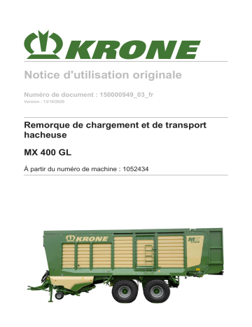 Krone MX 400 GL Mode d'emploi | Fixfr