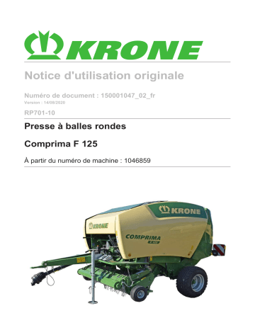 Krone BA Comprima F 125 (RP701-10) Mode d'emploi | Fixfr
