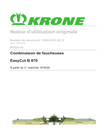 Krone BA EasyCut (MT603-30) Mode d'emploi | Fixfr