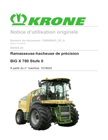 Krone BA BiG X 780 Stufe 0 (BX404-25) Mode d'emploi | Fixfr
