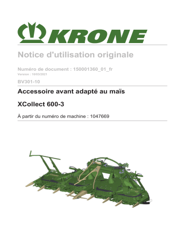 Krone BA XCollect 600-3 (BV301-10) Mode d'emploi | Fixfr