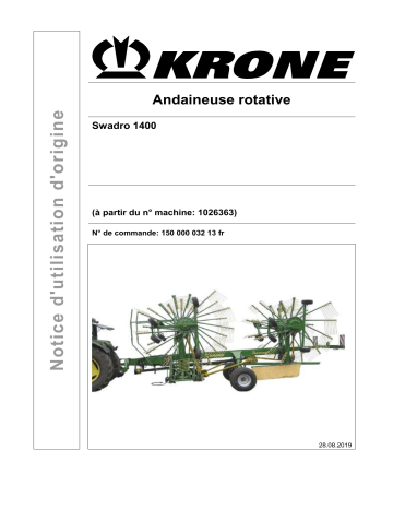 Krone BA Swadro 1400 Mode d'emploi | Fixfr