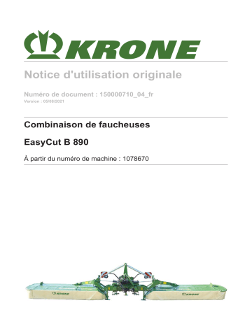 Krone BA EasyCut B 890 Mode d'emploi | Fixfr