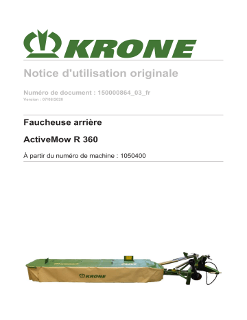 Krone BA ActiveMow R 360 Mode d'emploi | Fixfr