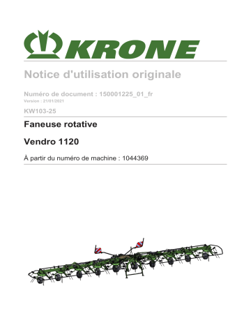 Krone BA KW 1100 (KW103-25) Mode d'emploi | Fixfr