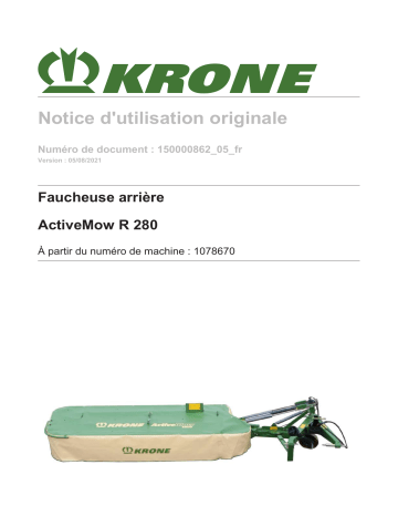 Krone BA ActiveMow R 280 Mode d'emploi | Fixfr