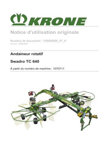 Krone BA Swadro TC 640 Mode d'emploi | Fixfr