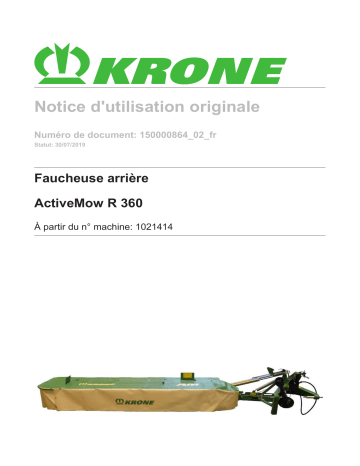 Krone BA ActiveMow R 360 Mode d'emploi | Fixfr