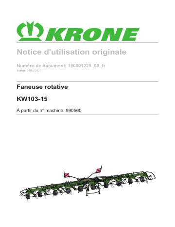 Krone Vendro 1020 (KW103-15) Mode d'emploi | Fixfr