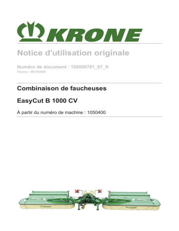 Krone BA EasyCut B 1000 CV Mode d'emploi | Fixfr