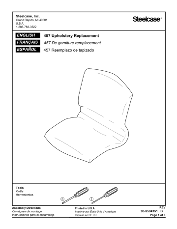 Steelcase 457 Rally Chair Upholstery Manuel utilisateur | Fixfr