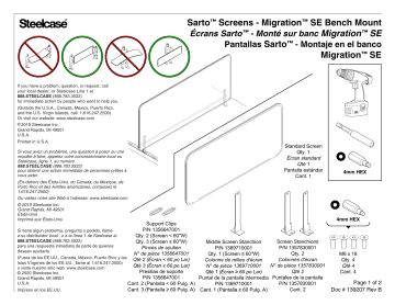Steelcase Sarto Screens – Migration SE Bench Mount Manuel utilisateur | Fixfr