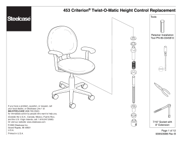 Steelcase 453 Criterion Twist-O-Matic Height Control Manuel utilisateur | Fixfr