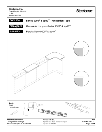 Steelcase Series 9000 & ap40 Transaction Tops Manuel utilisateur | Fixfr