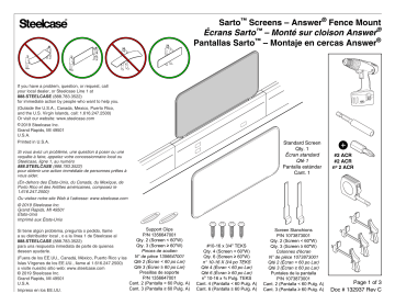 Steelcase Sarto Screens – Answer Fence Mount Manuel utilisateur | Fixfr
