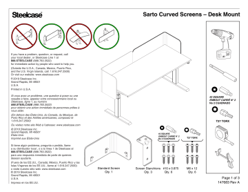 Steelcase Sarto Curved Screens – Desk Mount Manuel utilisateur | Fixfr
